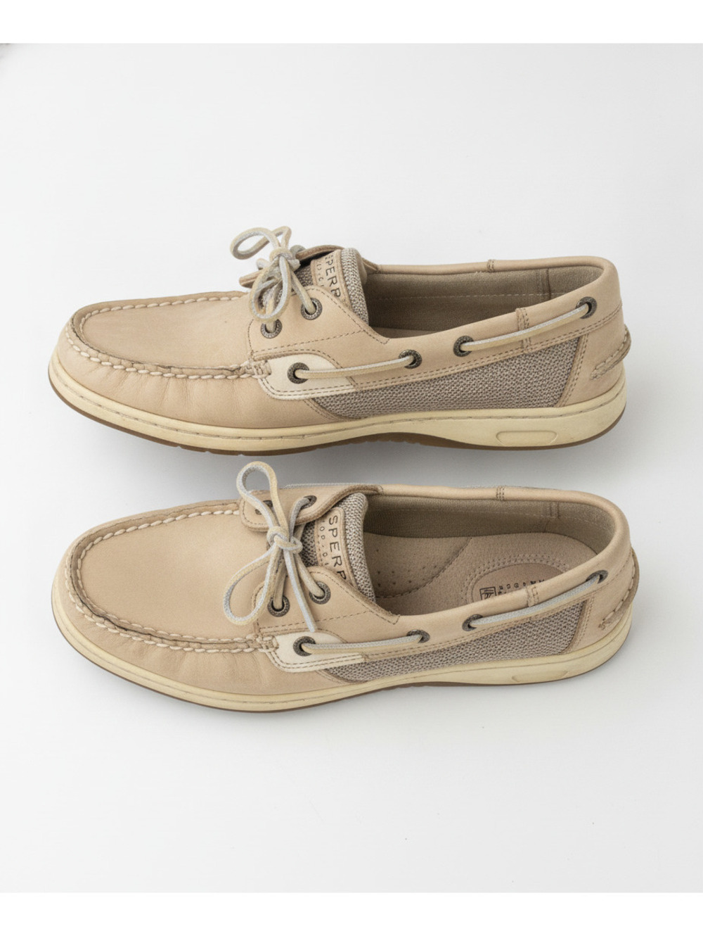 Sperry Top-Sider Beige Leather Boat Shoes Size 7.5M - Picture 5 of 7